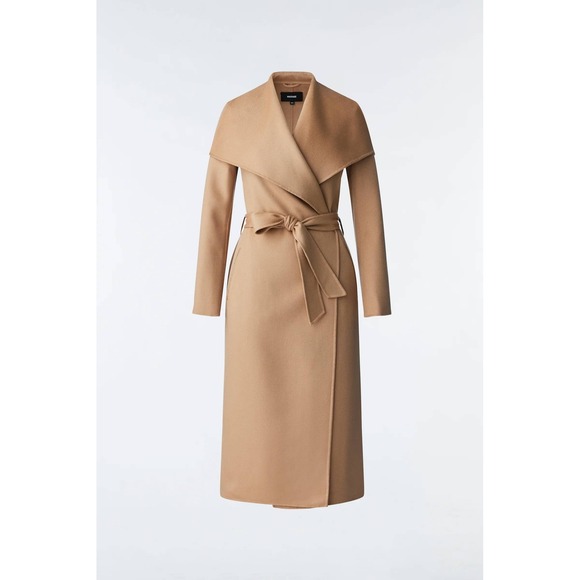 NWT Mackage Mai Lightweight Wrap Wool Coat in Light Camel $1,090 - Size Small - Picture 3 of 15